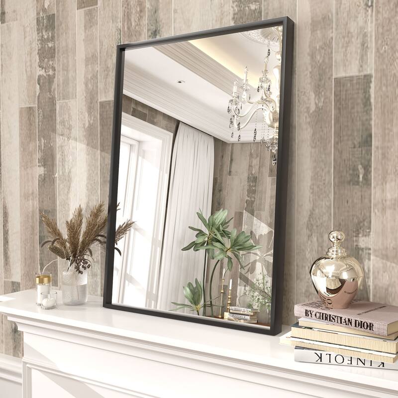 Aluminum Alloy Framed French Cleat Mounted Tempered Glass Wall Vanity Mirror