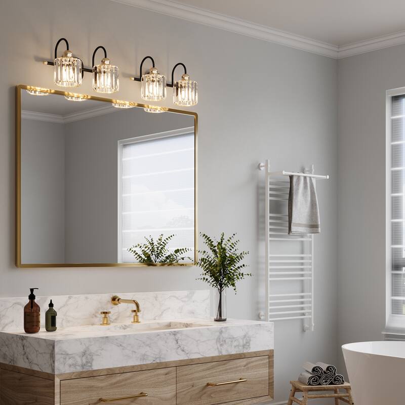 ExBrite Modern Rose Gold Dimmable Bathroom Crystal Vanity Lights