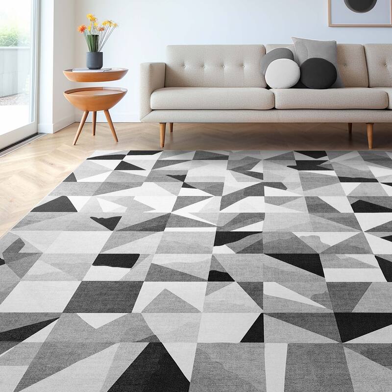 Well Woven Apollo Modern Tile Mid-Century Modern Flat-Weave Area Rug - 7'10" x 9'10" - Black + White