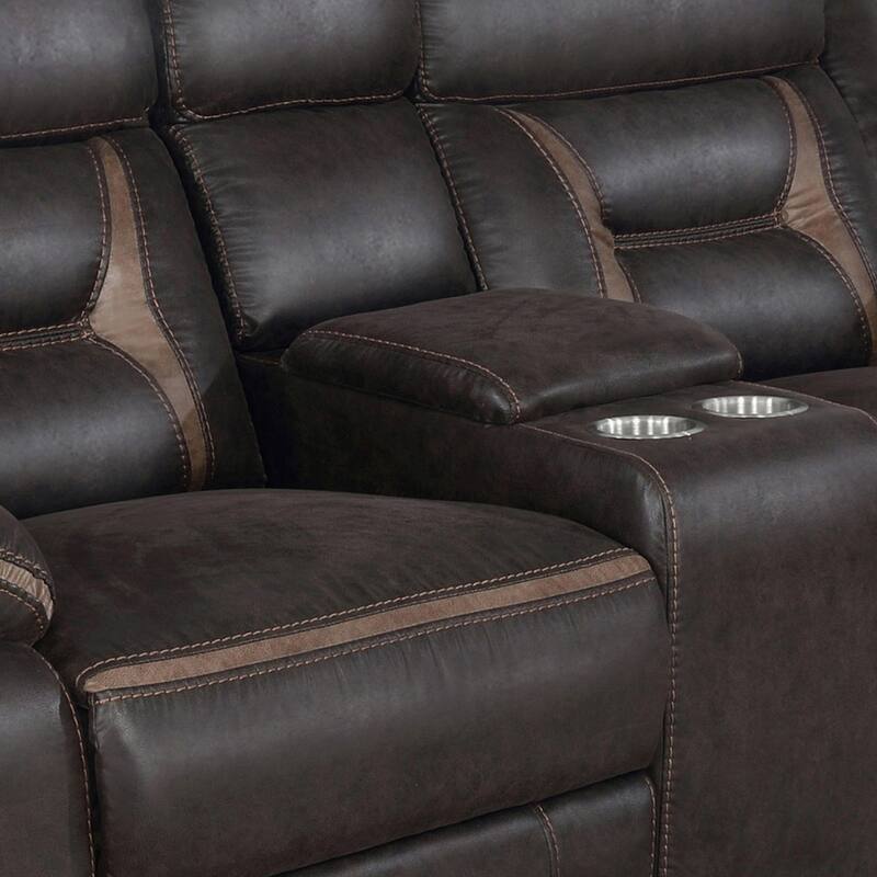 Tye 77 Inch Glider Manual Recliner Loveseat, Cool Dark Brown Faux Leather