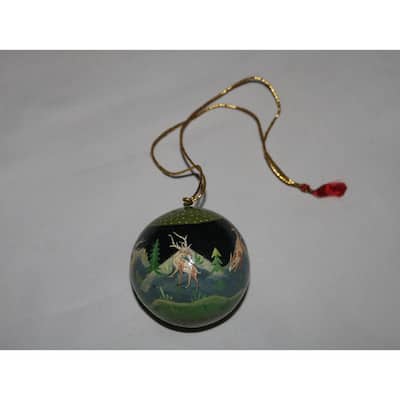 Handmade Christmas Ornaments Hand Painted by Artisan on Recycled Paper - Mir 4 - One Size