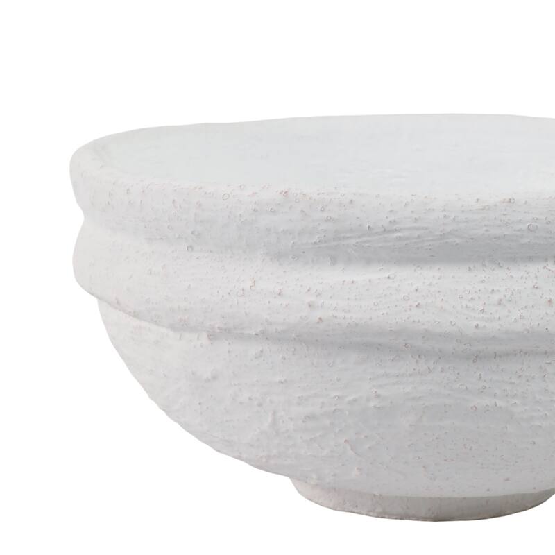 Decorative Round Terracotta Textured Bowl for Home Decor - 12", White - 12.0"