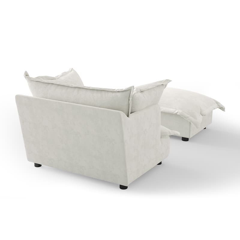 Modern Cloud Chaise Longue Accent Chair with Ottoman set