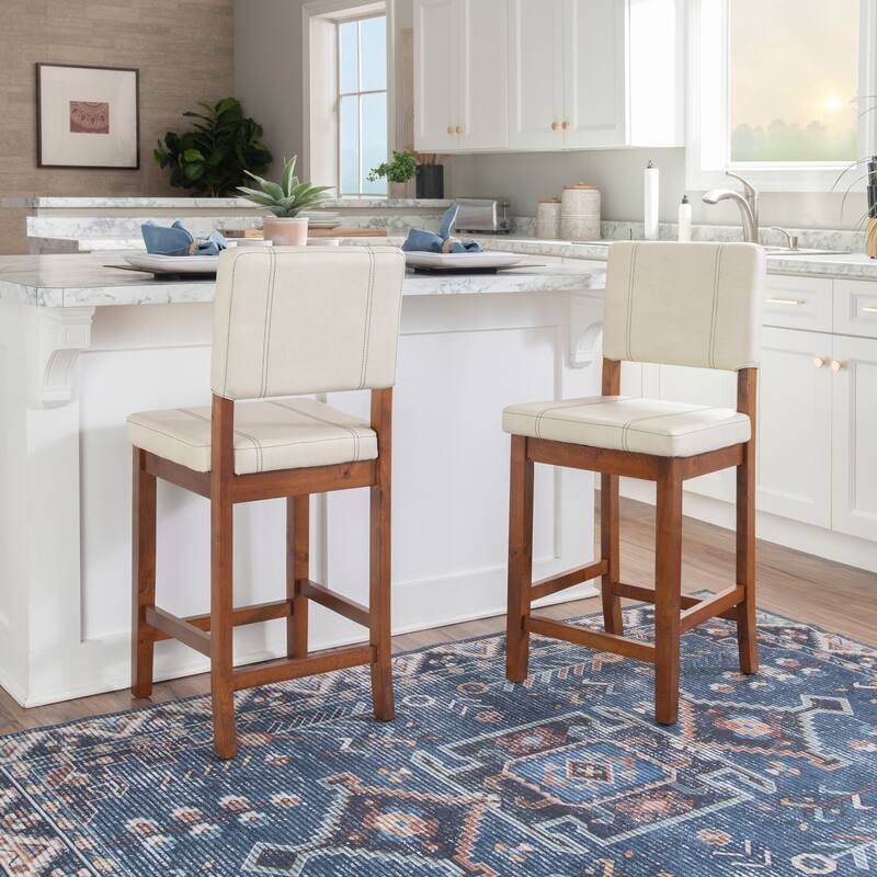 Milano Faux Leather Cream Counter Height Bar Stool