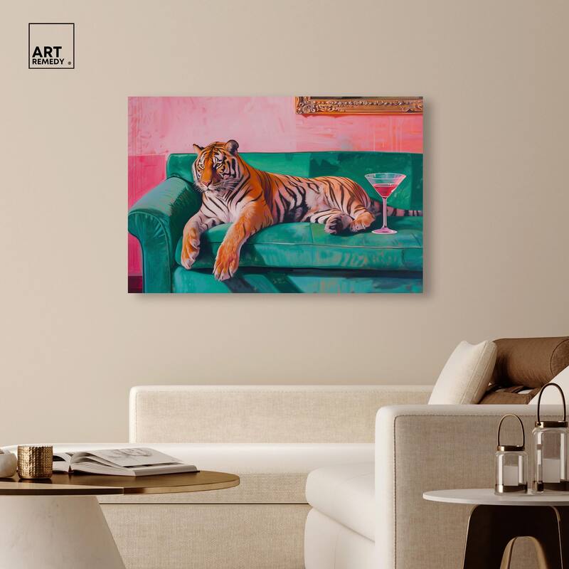 Lounging Tiger Canvas by Art Remedy, Gallery Wrapped