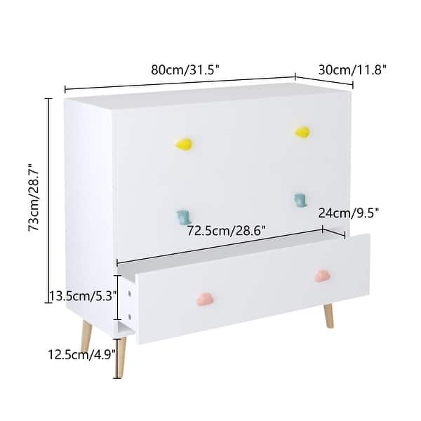 dimension image slide 1 of 2, 3-Drawer Kids Dresser and Nightstand: Multi-Purpose Storage Cabinet for Nursery, Toddler Room, Bedroom, and Living Room