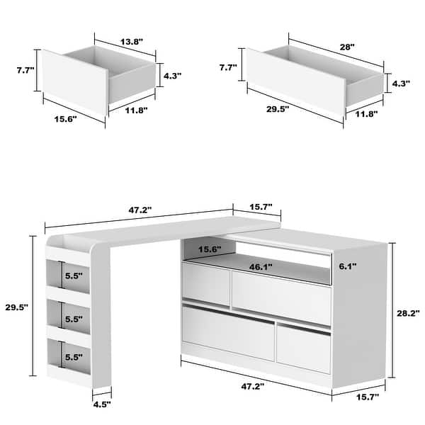 dimension image slide 2 of 3, Desk Makeup Table Multi-Functional Furniture for Kitchen, Bedroom