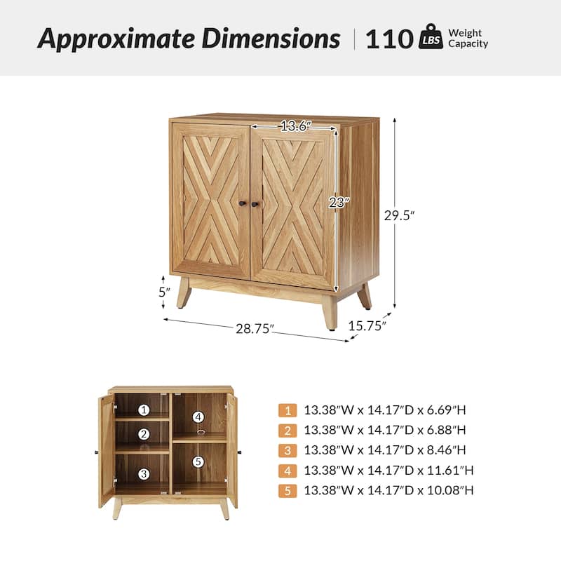 Joseph Midcentury 30"Tall 2 Door Accent Cabinet by HULALA HOME
