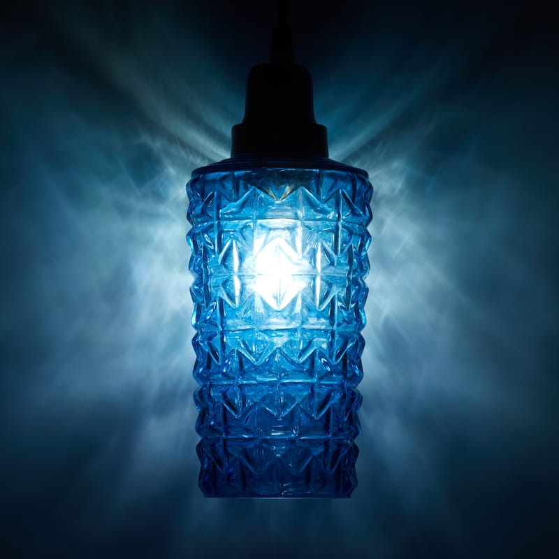 River of Goods Blue/Red and Black Glass and Metal 4.75-Inch Pendant Light with Adjustable Hanging Cord