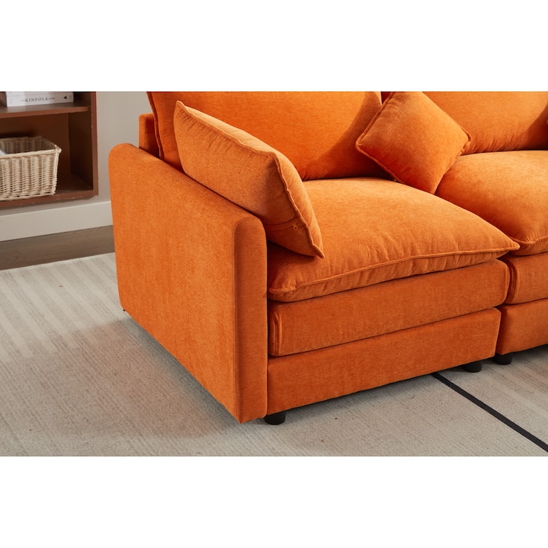 98.8" Chenille L-Shaped Sectional Sofa with 3 Seater