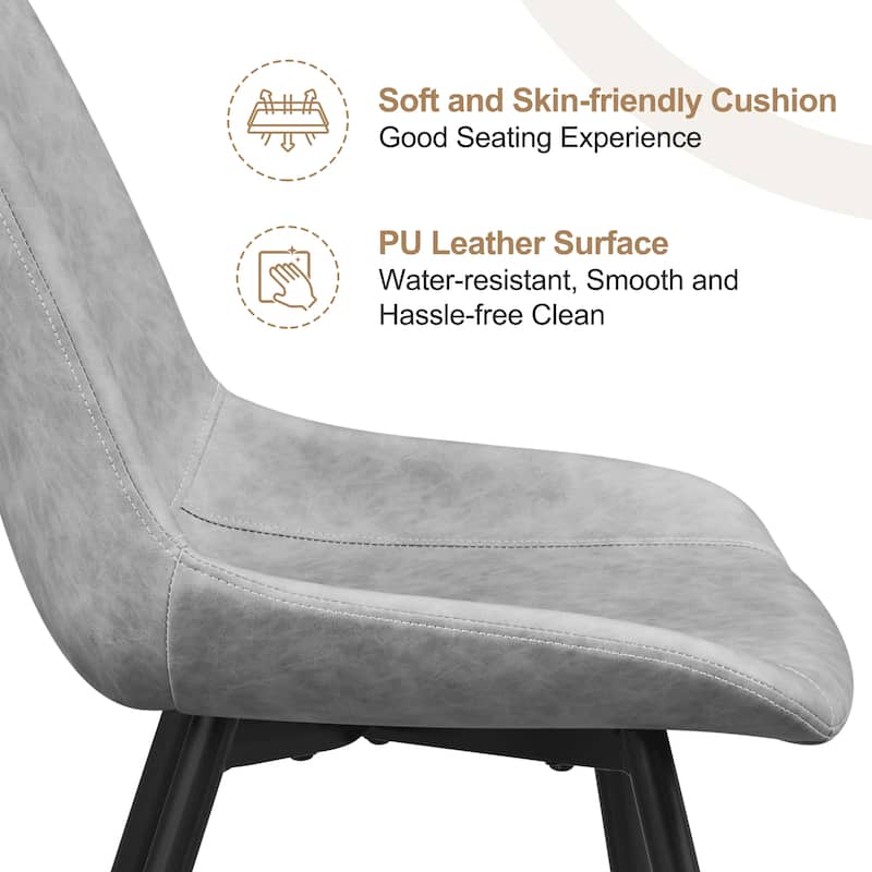 Yaheetech 2PCS Faux Leather Dining Chairs with Metal Legs for Kitchen Dining Room