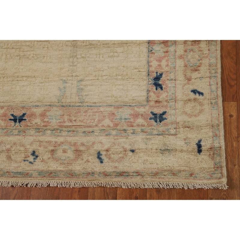 Hand Knotted Oriental 100% Wool Carpet Traditional Floral Beige & Ivories Art Deco Runner Rug - 11' 10'' X 3' 0''