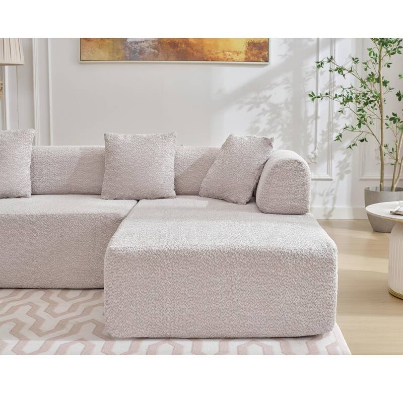 140" L-Shape Cloud Sectional Couch w/ Chaise, Modern Modular Sofa with Deep Seat, Upholstered Couches No Assembly Required