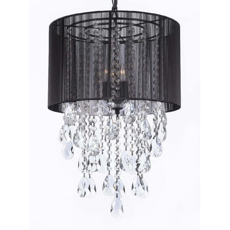 Swarovski Crystal Trimmed Chandelier Empress Crystal (TM) with Large Black Shade! H24" x W15" - Chandeliers For Bedrooms by Overstock.com