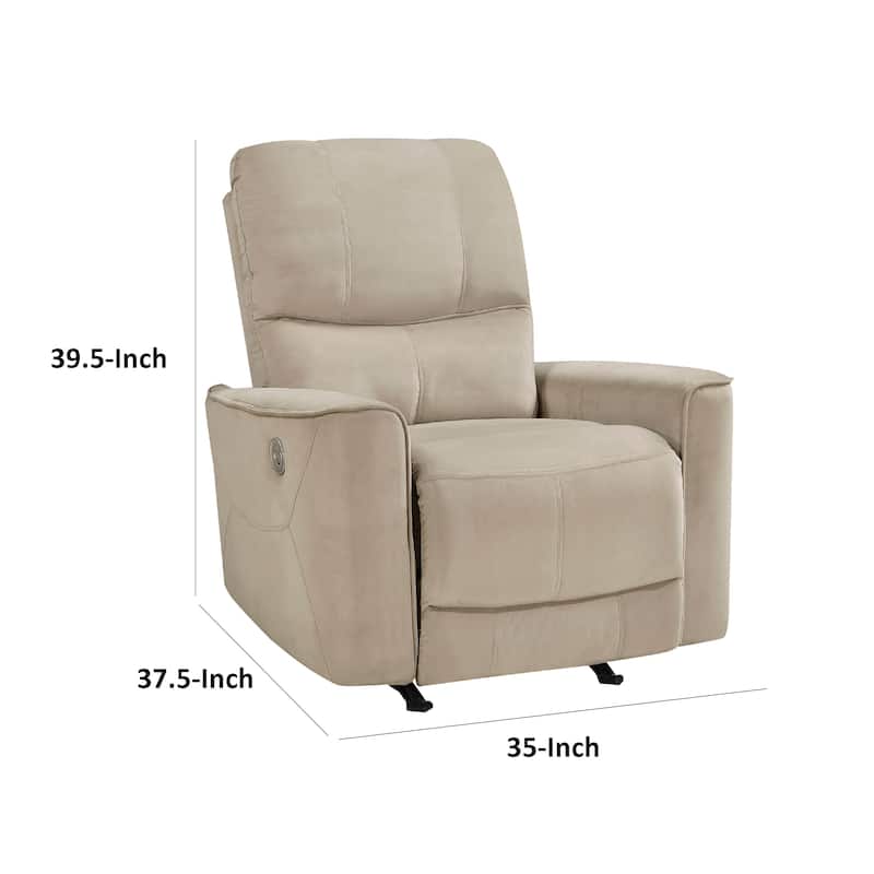 Erten Power Rocker Recliner Chair, Light Brown Velvet, Solid Wood