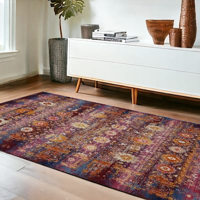 HomeRootsFloral Transitional Rectangle Area Rug - 72' X '48' X '0.5