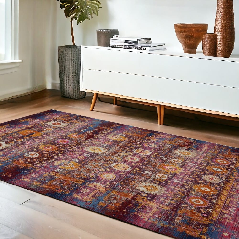 HomeRootsFloral Transitional Rectangle Area Rug - 72' X '48' X '0.5