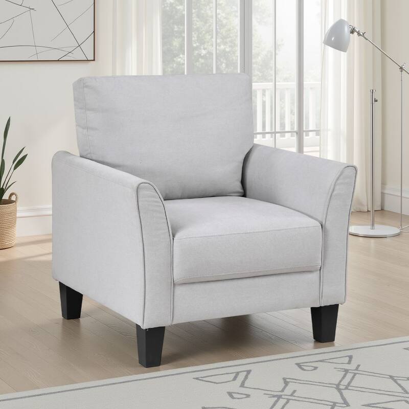 Xumo Sofa Armchair, Light Gray 34 Inch, Black Tapered Wood Legs