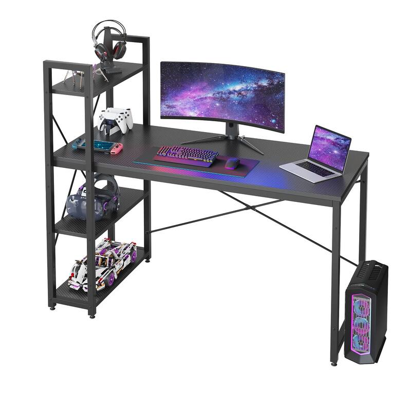 Computer Desk Home Office Computer Desk with 4 Shelves & Hooks