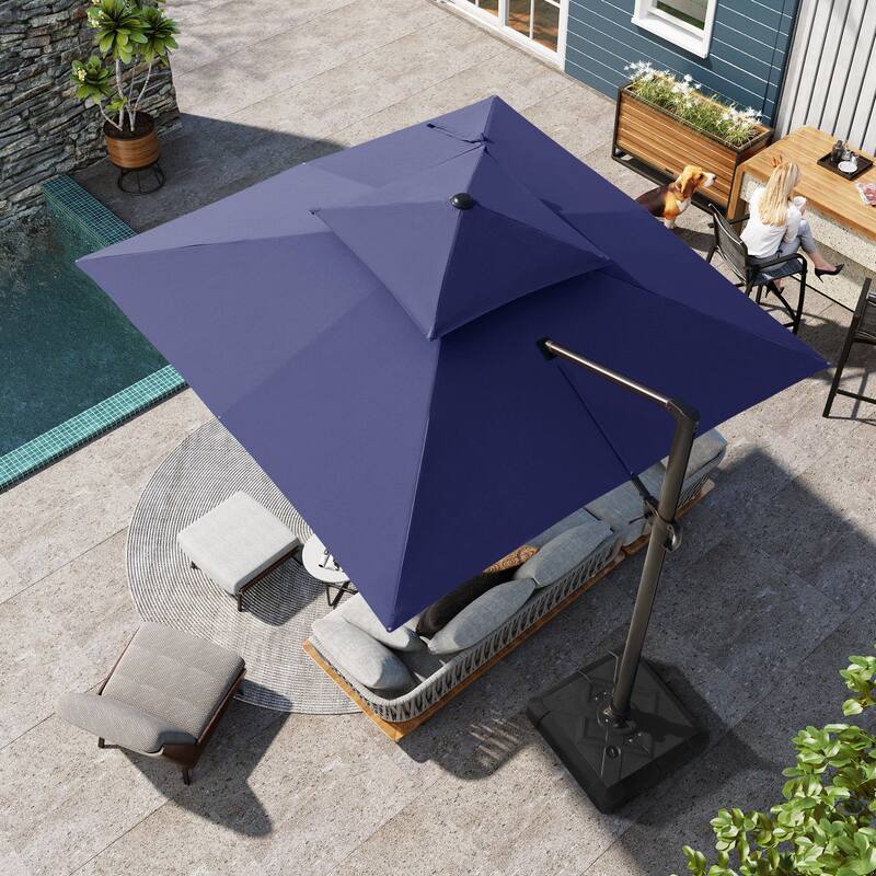 Outdoor Patio Cantilever Offset Umbrella 10 ft Square Double Top without Base