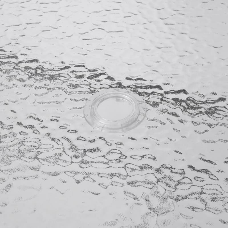 Commercial Tempered Glass and Steel Patio Table with Umbrella Hole - N/A