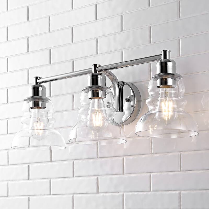 Modernist Vintage Metal/Glass Industrial Rustic LED Vanity, by JONATHAN Y