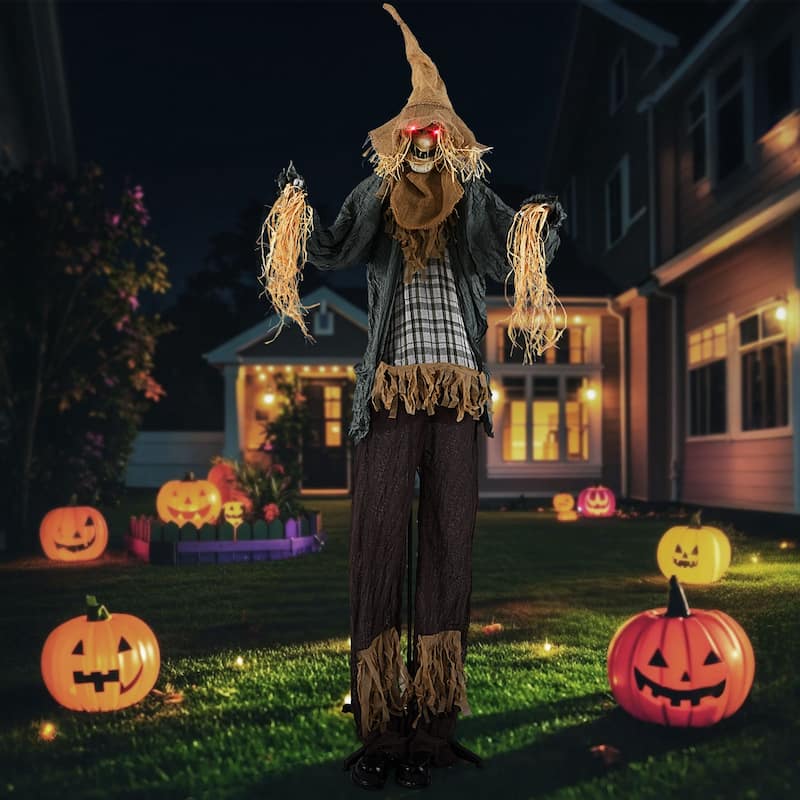Brown-Black Metal Fabric 7ft Animated Halloween Scarecrow Decoration
