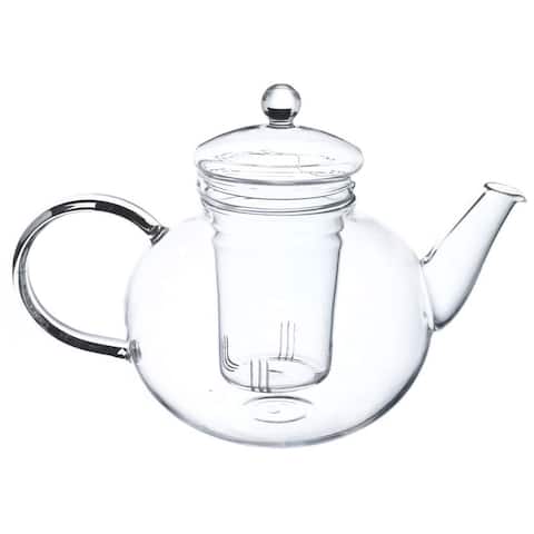 Daily Boutik Borosilicate Glass 1.32 Quart Teapot with Removable Infuser - 8" x 9" x 9"