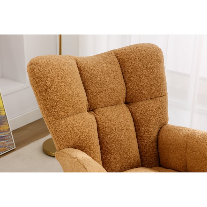Khaki Teddy 31.5" High Back Buttons Tufted Rocking Chair