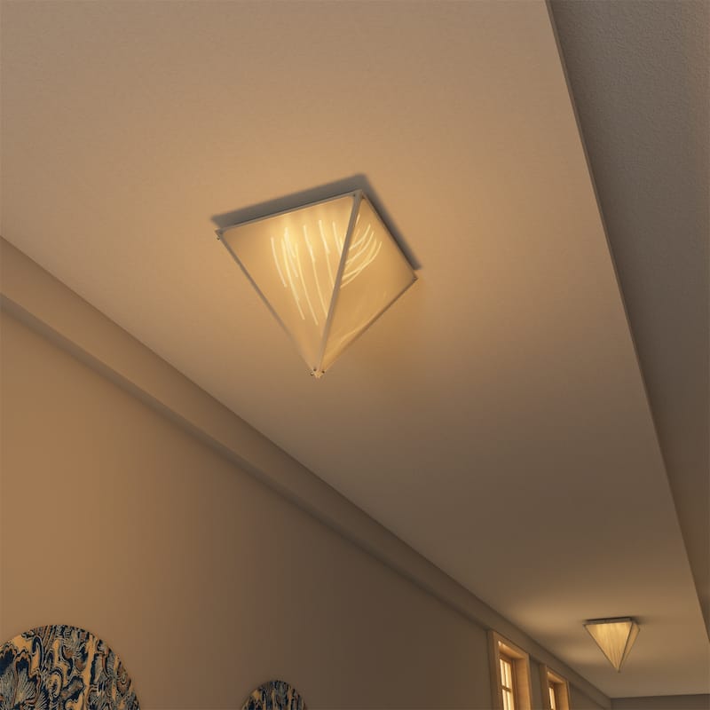 Triangular Pyramid Table Lamp with Frosted Glass Lampshade Bedside Desk Lamp