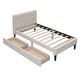 preview thumbnail 12 of 16, Twin Size Upholstered Platform Bed with 2 Drawers
