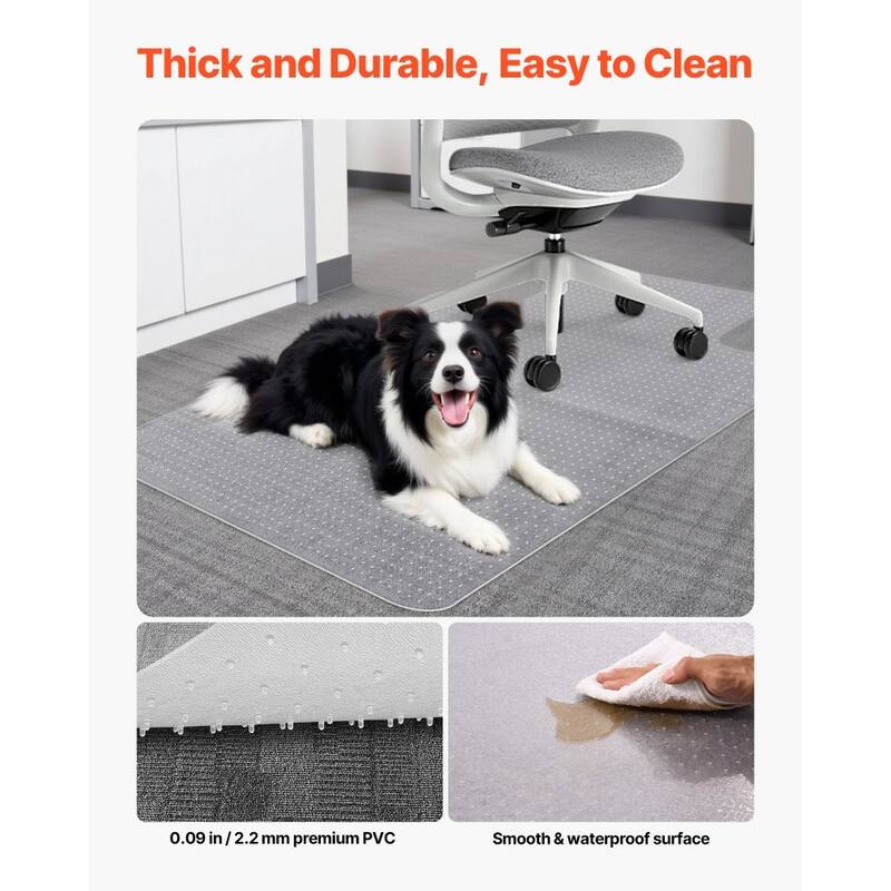 Transparent Frosted PVC Chair Mat 36x48 in with Studded Non-Slip Back