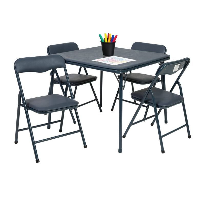 Kids 5-Piece Classroom Folding Table and Chairs Set - 2'0" x 1'8" x 2'0" Square