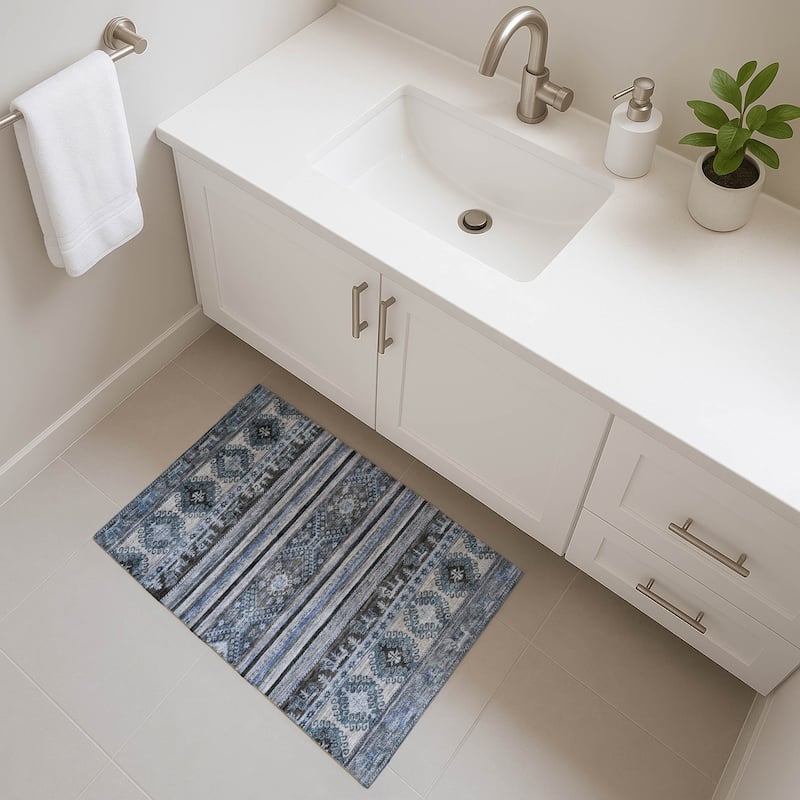 Premium Washable Super Soft Boho Global Mayfield Rug - Blue - 1'8" x 2'6"