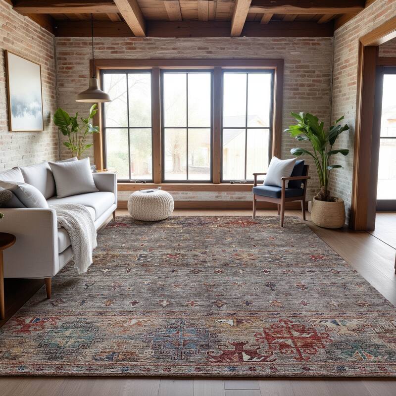 Premium Washable Super Soft Tribal Global Mayfield Rug - Gray - 3' x 5'