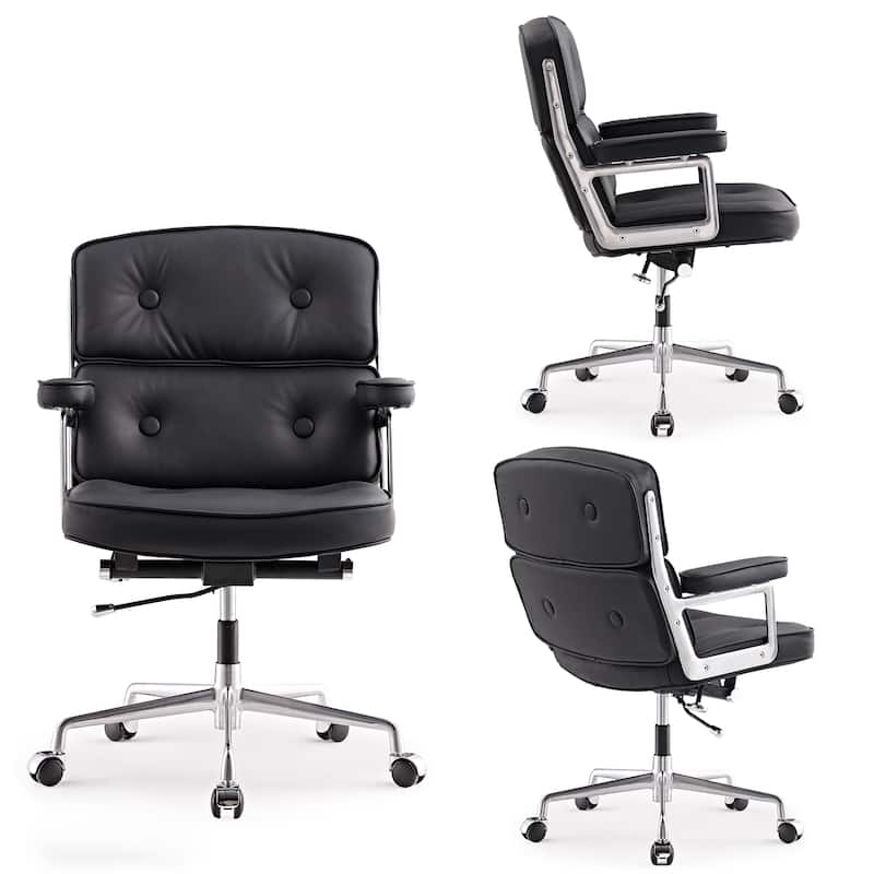 Lobby Lumbar Support Height Adjustable Leather Ergonomic Office Chair