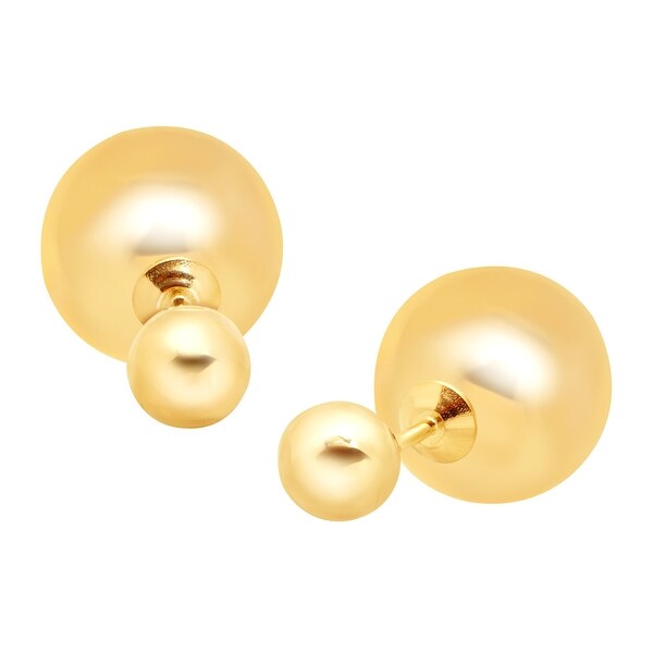 Eternity Gold Ball Stud Front-Back Earrings in 14K Gold