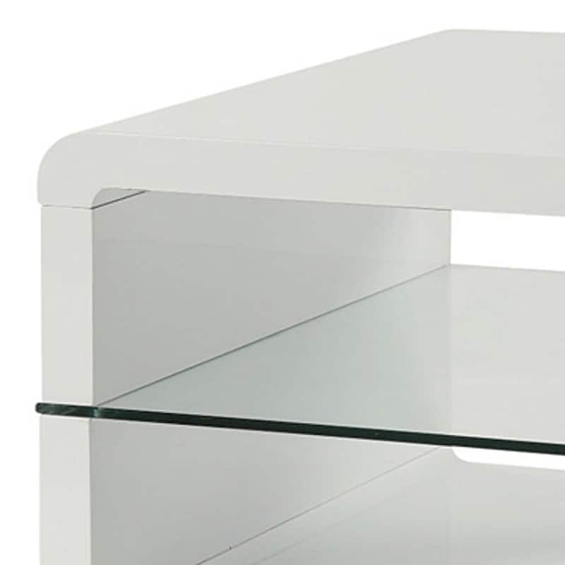 23.5 in. White and Clear Rectangle Glass End Table, Sturdy Build End Side Table for Living Rooms