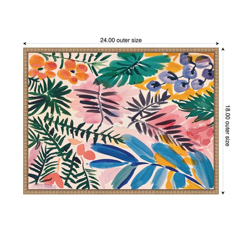 Kate and Laurel Sylvie Jungle Botanical Framed Canvas by Amy Lighthall