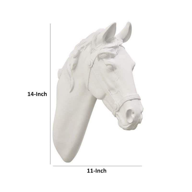 Modern Horse Head Resin Wall Mounted White Sculpture for Living Room Bedroom or Office Wall Decor - 11"L x 3.5"W x 14"H