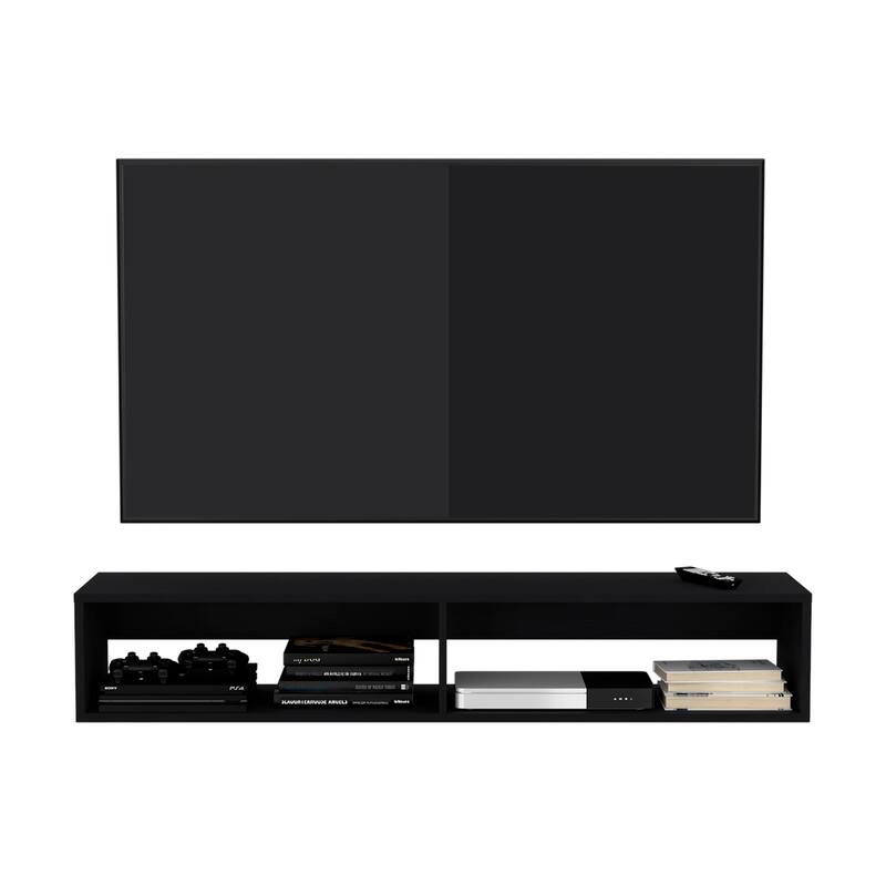 Modern Wall-Mounted TV Console with Dual Shelves & Cable Management, Ideal for Small Spaces