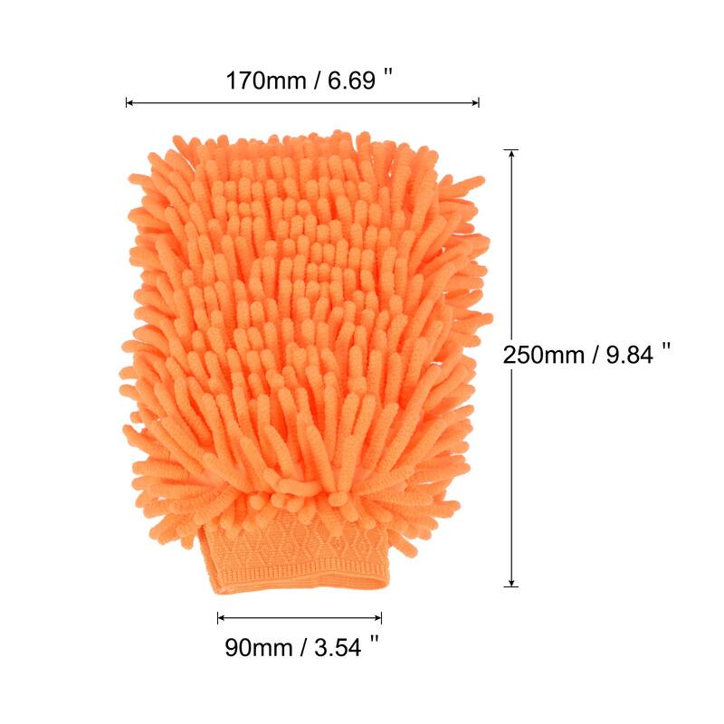 Microfiber Soft Wash Mitten Double Sided Dusting Glove for Cleaning - Orange