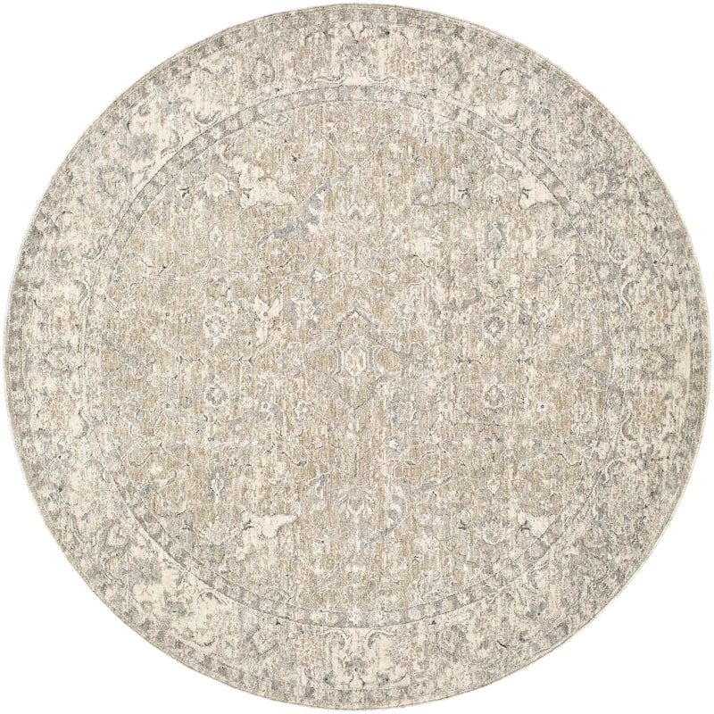 Livabliss Poetry Traditional Area Rug - Light Sage - 5'3" x 5'3"