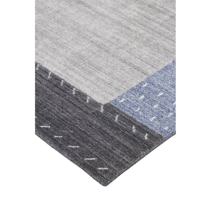 Yurie Contemporary Gebbah Rug, Light Gray/Denim Blue, Area Rug