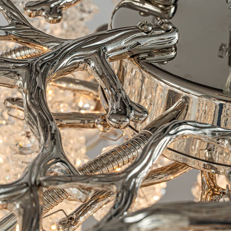 Modern Glam Crystal Chandelier Antique Brass/Polished Nickel Branch Style Pendant Ceiling Light for Dining Room Bedroom