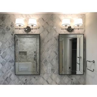 Maxim Rondo Polished Nickel White Metal Fabric 2 Light Bath Maxim Rondo Polished Nickel White Metal Fabric 2 Light Bath Vanity