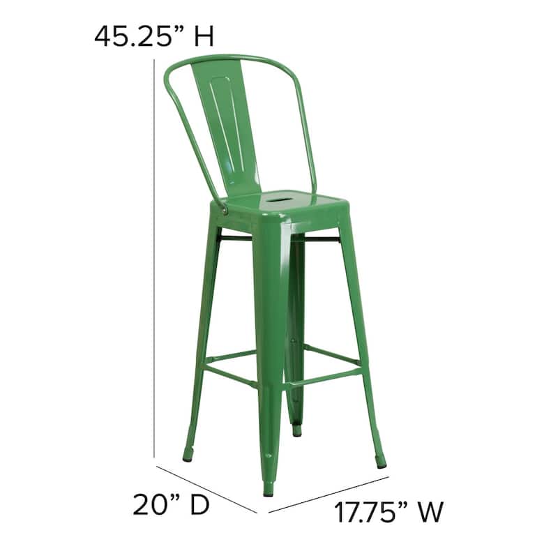 30'' High Metal Indoor-Outdoor Barstool with Back