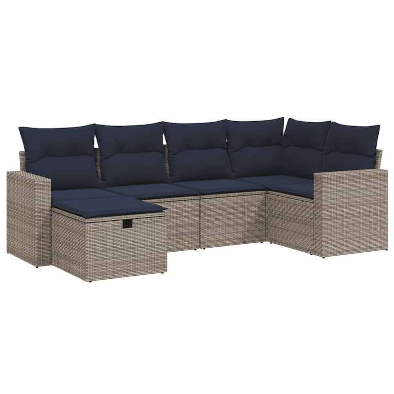 vidaXL Patio Sofa Set with Cushions Outdoor Conversation Furniture Poly Rattan