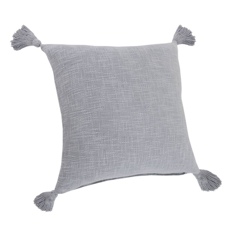 20" Gray Solid Hand Woven Square Throw Pillow
