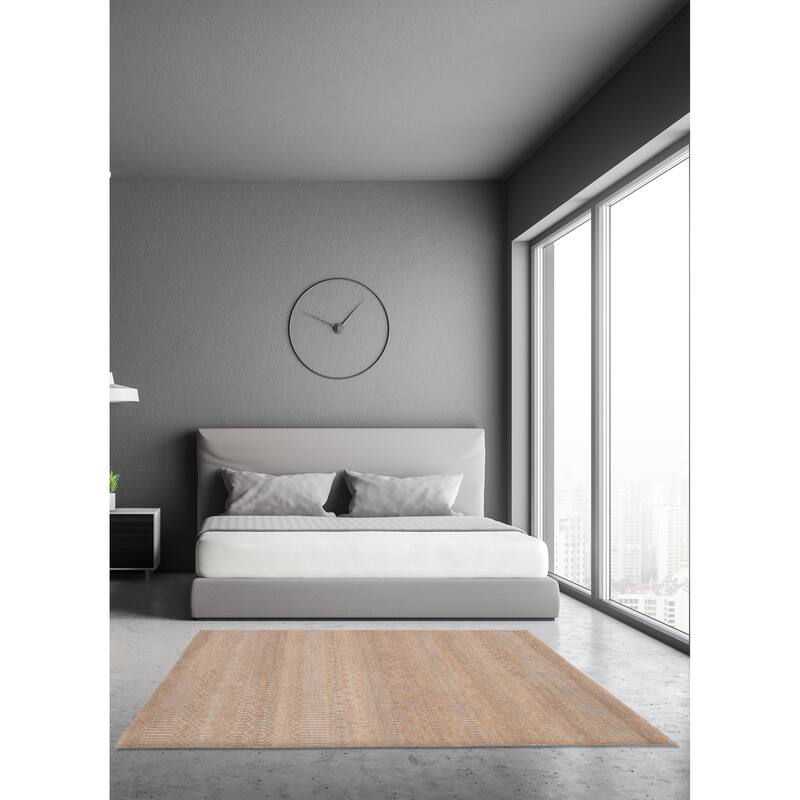 ECARPETGALLERY Hand-knotted Silk Shadow Brown Silk, Wool Rug - 5'3 x 7'6